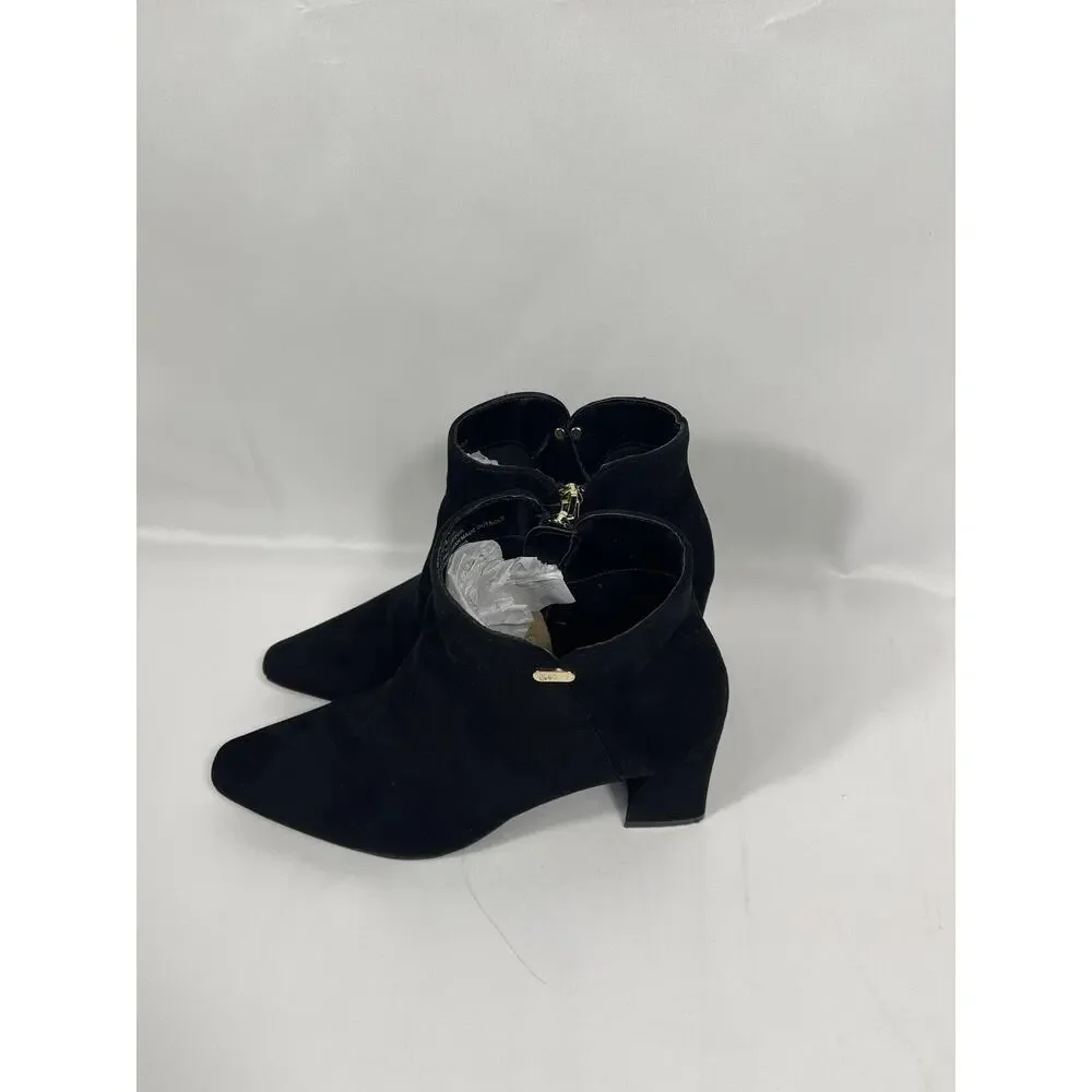 Jones New York Shoes Women's Size 8.5 Black Delno Booties Heels Block Zip Suede - Picture 4 of 7